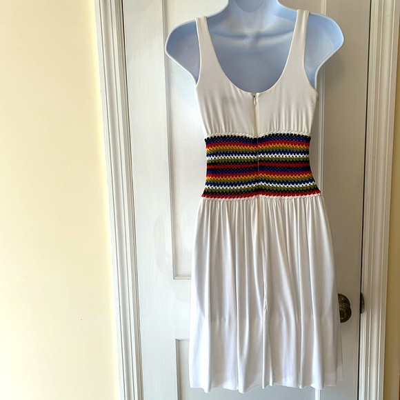 Anthropologie BAILEY 44 Granadilla Rainbow Crocheted Waist Dress Small White - Picture 7 of 17